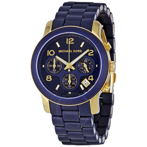 Michael Kors Runway Navy Silicone Wrapped Ladies Watch 